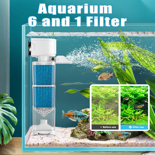 3-in-1 Silent Aquarium Filter Pump – Oxygen, Circulation & Waste Suction System